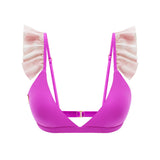 Bralette Shoulder Ruffle - Pink & Cloud Print