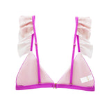 Bralette Shoulder Ruffle - Pink & Cloud Print