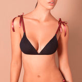 Rose Tulle Bralette - Black & Wine