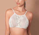 Hibiscus High Neck Lace Bralette - Cream
